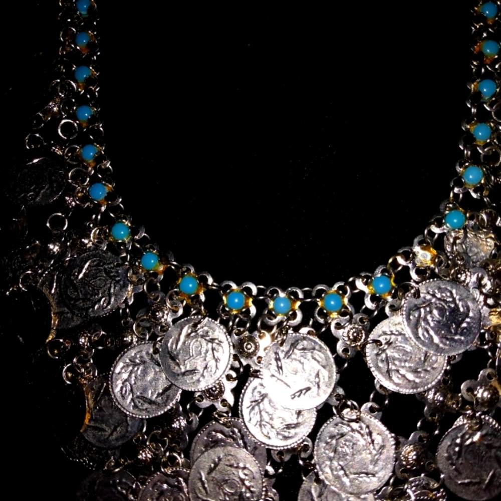 Statement Silvertone Coin Necklace - image 2